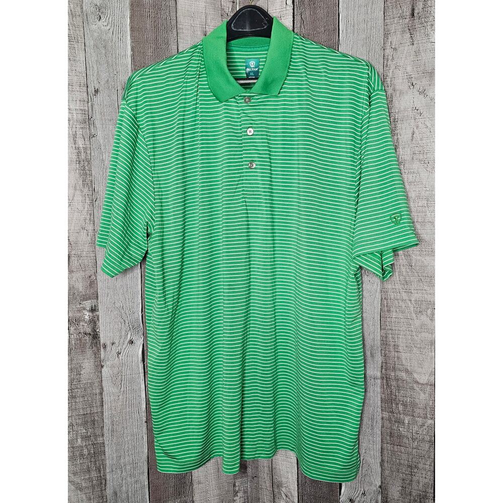 Pro Tour Men’s XL Golf Polo Shirt Short Sleeve Green White Stripe